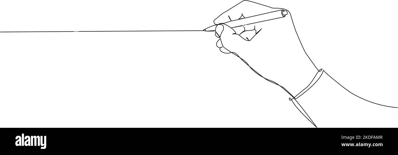 disegno a linea singola continuo della penna con supporto manuale, illustrazione vettoriale della grafica Illustrazione Vettoriale