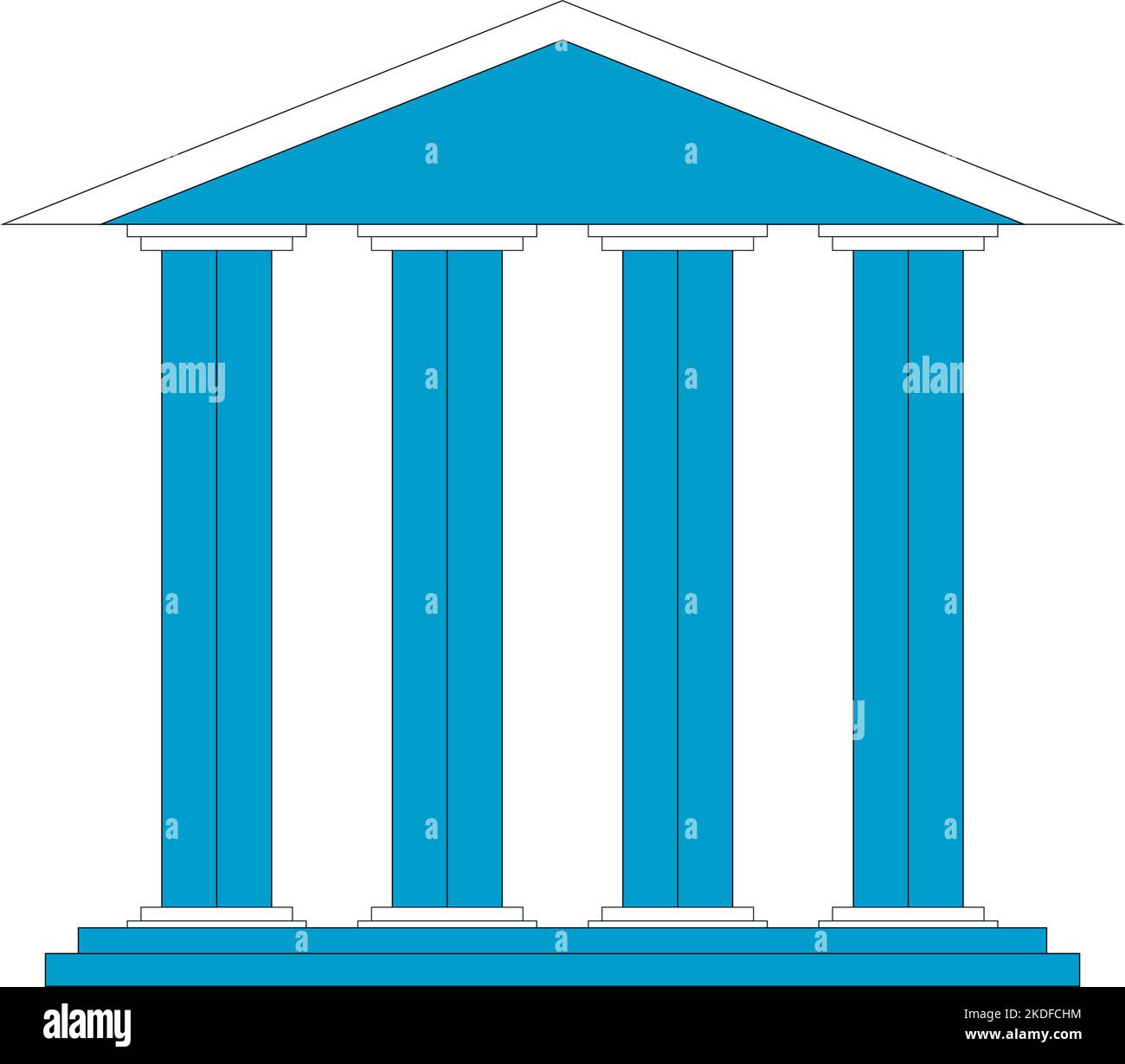 Edificio generale, governo o banca, simbolo dell'edificio principale. Illustrazione vettoriale. Grande edificio della banca globale, concetto di impiegato bancario diplomatico, intornatio Illustrazione Vettoriale