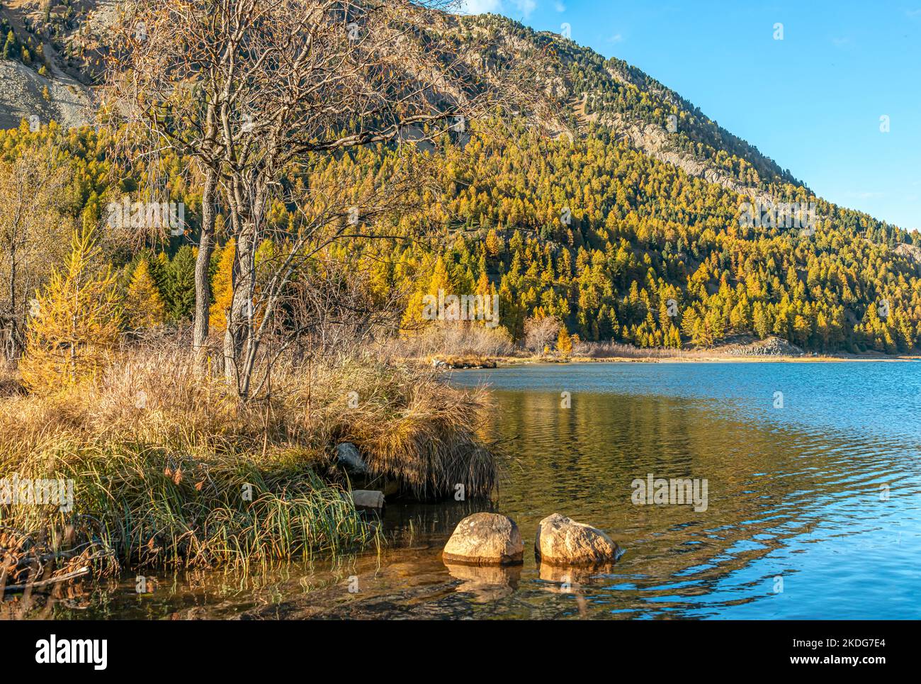 Lago di Silvaplana, Engadina, Grigioni, Svizzera Foto Stock