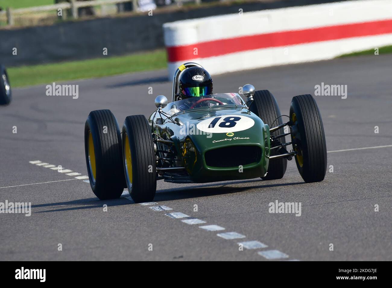 Clinton McCarthy, Lotus-Climax 18, Richmond e Gordon Trophies, 25 minuti di corse per 2500cc vetture del Gran Premio che avrebbero gareggiato tra il 1954 Foto Stock