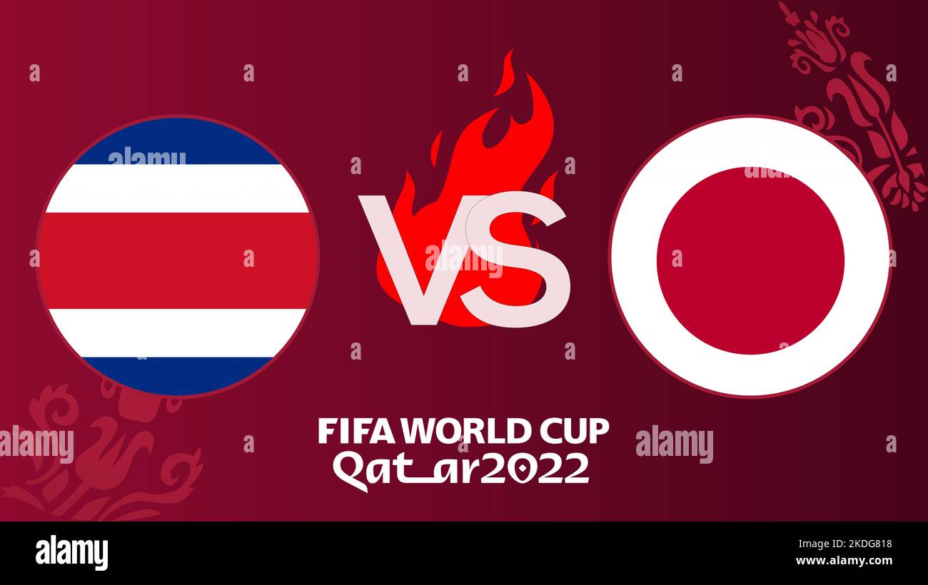 Costa Rica vs Giappone Calcio Match Coppa del mondo FIFA Qatar 2022, Costa Rica contro il Giappone, su sfondo sfocato con il campo di calcio, Yerevan, Armenia - 2022 N. Foto Stock