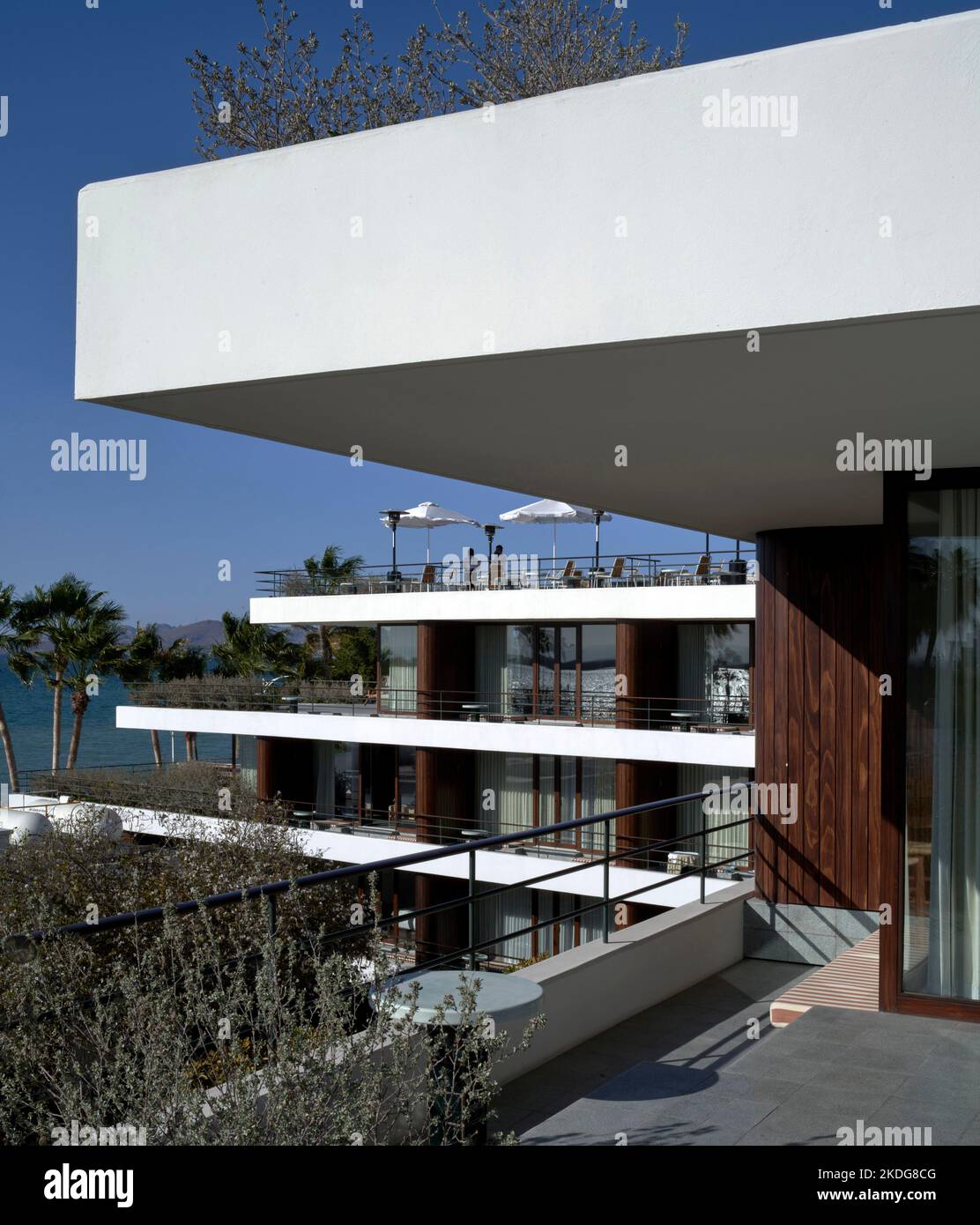 Viste laterali. Hotel Baja Club, la Paz, Messico. Architetto: Max von Werz Architetti, 2021. Foto Stock