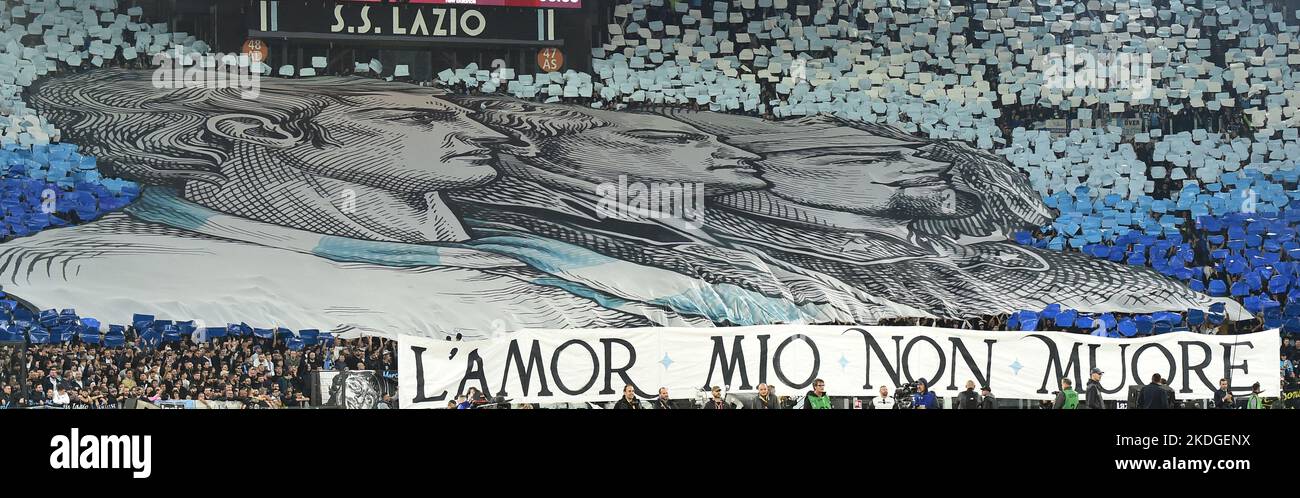 Roma, Italia. 06th Nov 2022. Coreografia del Lazio durante la Serie Una partita di calcio tra AS Roma e SS Lazio allo stadio Olimpico di Roma (Italia), 6th novembre 2022. Foto Antonietta Baldassarre/Insidefoto Credit: Insidefoto di andrea staccioli/Alamy Live News Foto Stock