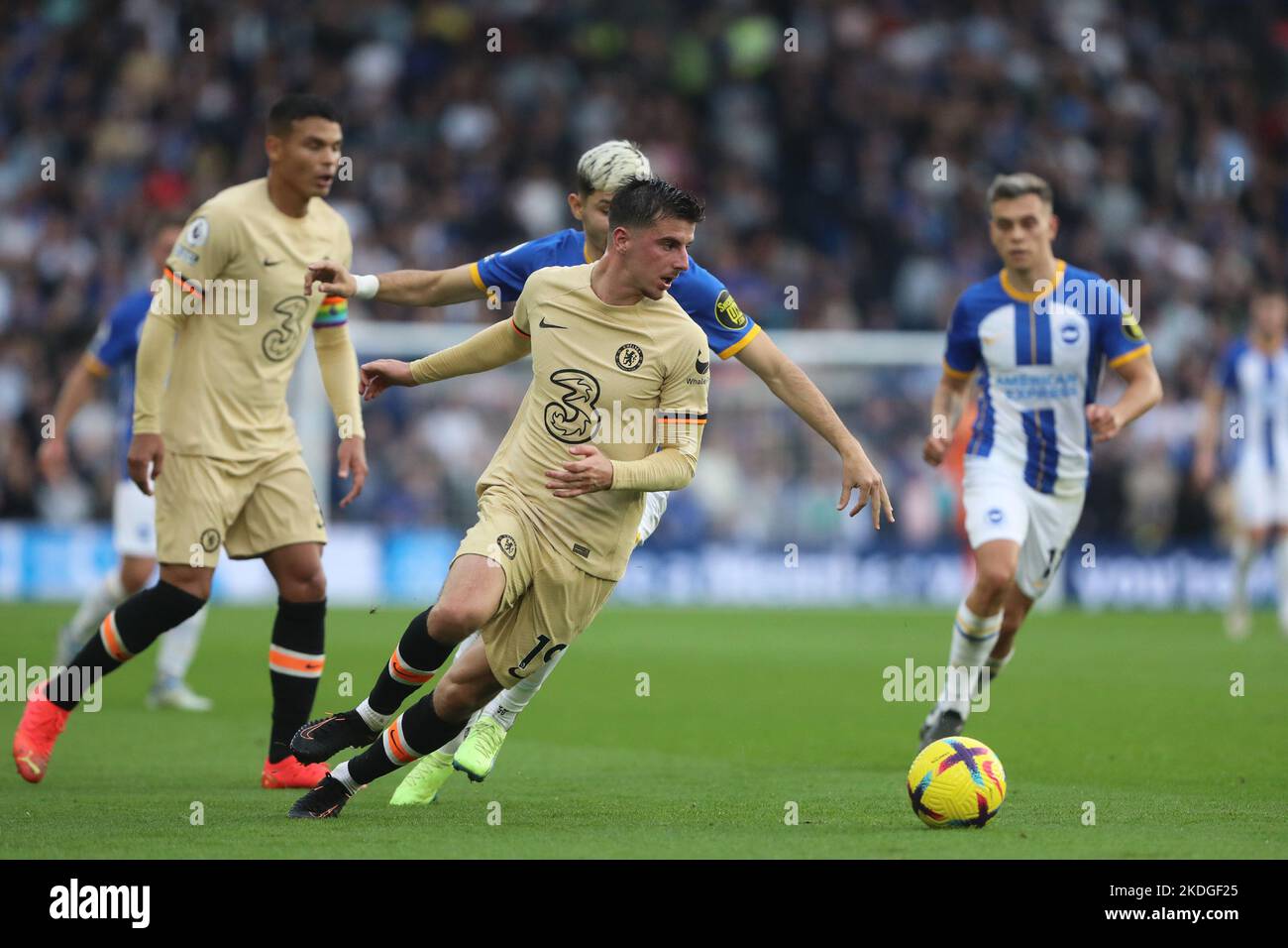 Mason Mount in azione per Chelsea allo stadio AMEX di Brighton Foto Stock