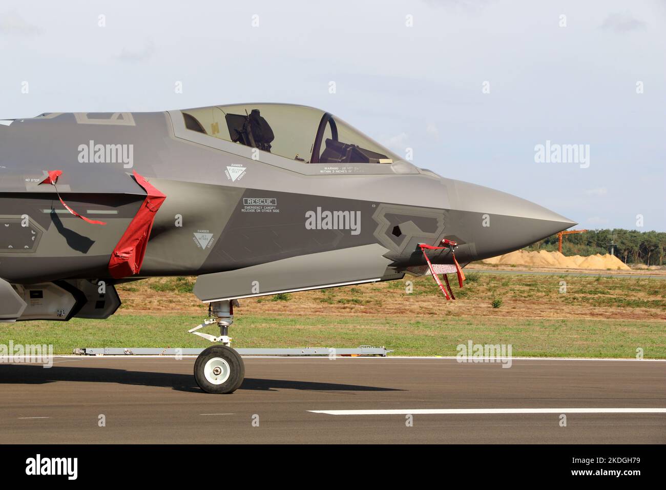 Kleine Brogel, Belgio - 08 SETTEMBRE 2018: Primo piano della parte anteriore di un'aeronautica italiana Lockheed Martin F-35 a Kleine Brogel, Belgio. Foto Stock