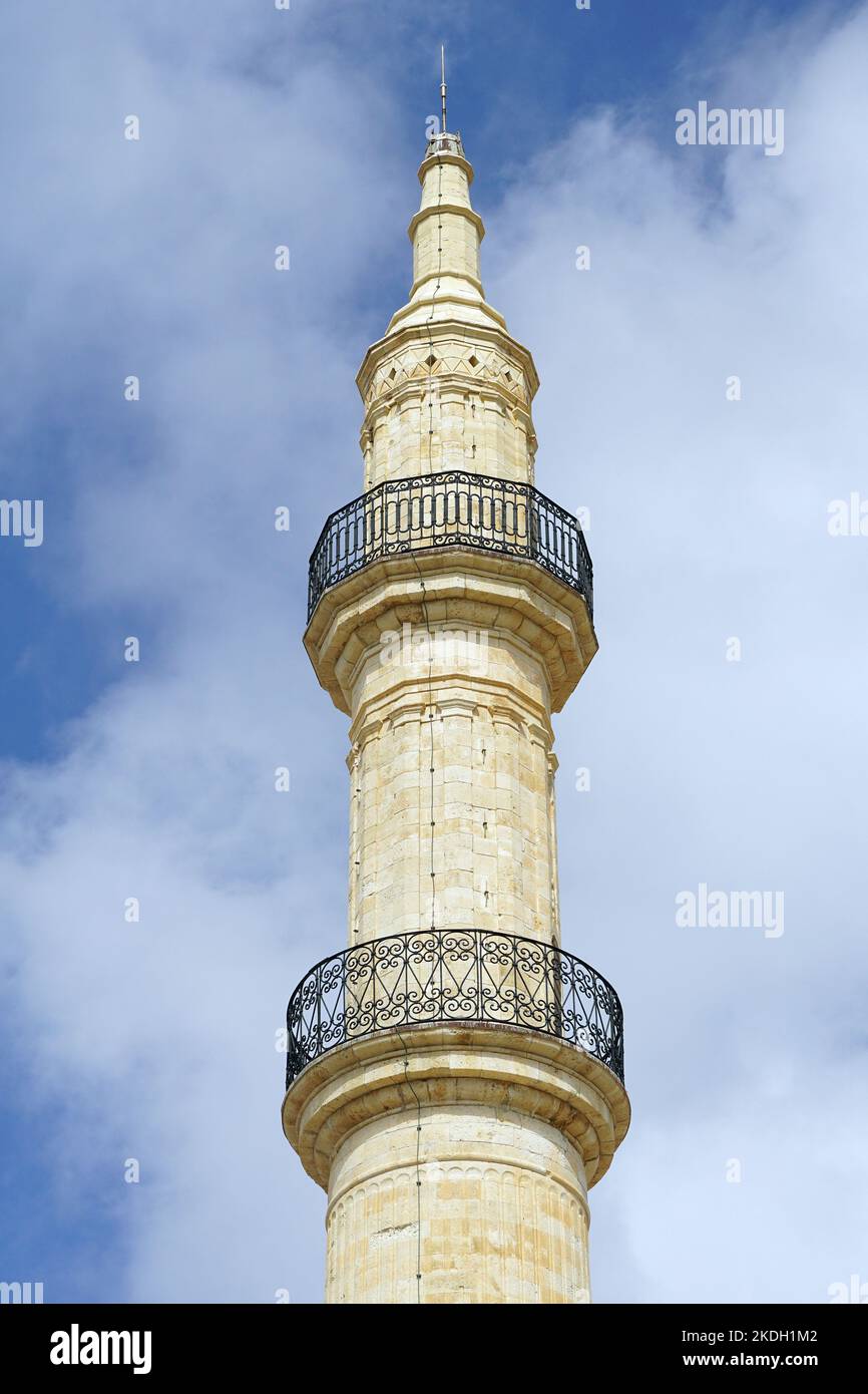 minareto, Moschea di Neradja o Neradja, Rethymno, Creta, Grecia, Europa Foto Stock