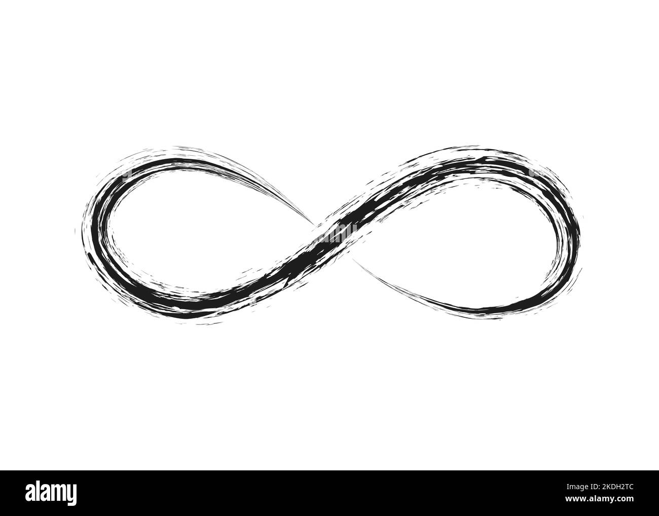 Infinity, traccia pennello loop . Corsa spazzola a secco curva. GRUNGE Distress elemento di design testurizzato. Verniciato nero grungy utilizzato come banner, modello, logo. Illustrazione Vettoriale