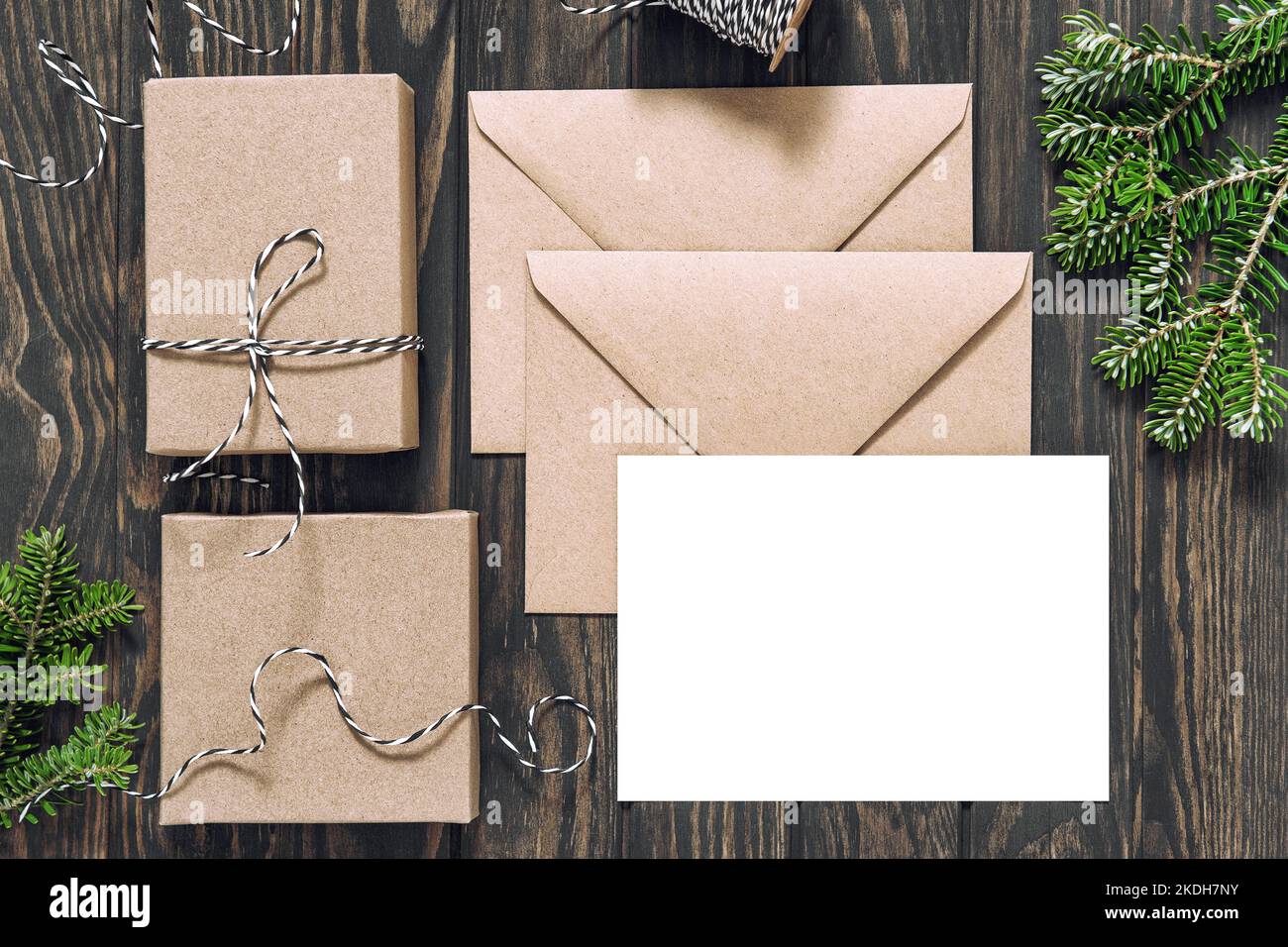 Natale mock up. Scatole regalo di carta per lettere di Natale Foto Stock
