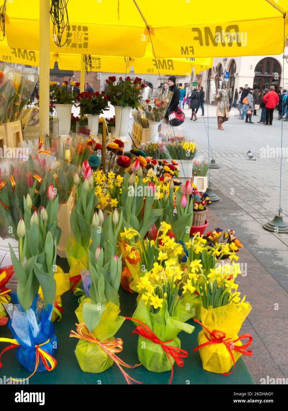 Mercato dei fiori, Piazza del mercato, Cracovia, Polonia Foto Stock