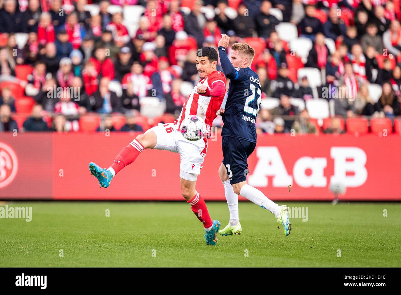 Aalborg, Danimarca. 06th Nov 2022. Yahya Nadrani (16) di AAB visto durante il Superliga match 3F tra Aalborg Boldklub e Silkeborg SE al Parco Aalborg Portland di Aalborg. (Photo Credit: Gonzales Photo/Alamy Live News Foto Stock