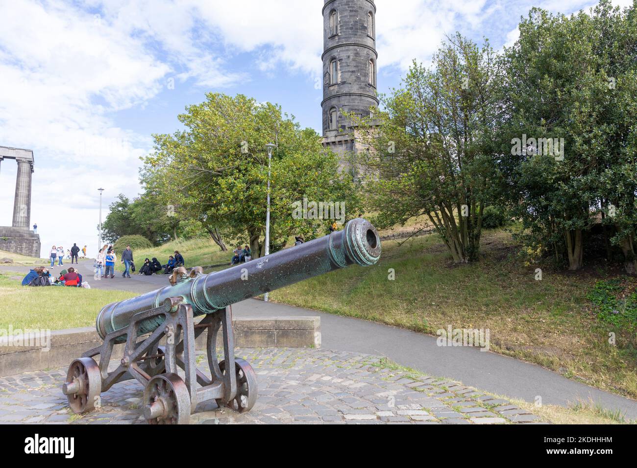 Il cannone portoghese su Calton Hill Edimburgo, lanciato nel 15th ° secolo, uno dei 6 cannoni originali, Edimburgo, Scozia, Regno Unito Foto Stock