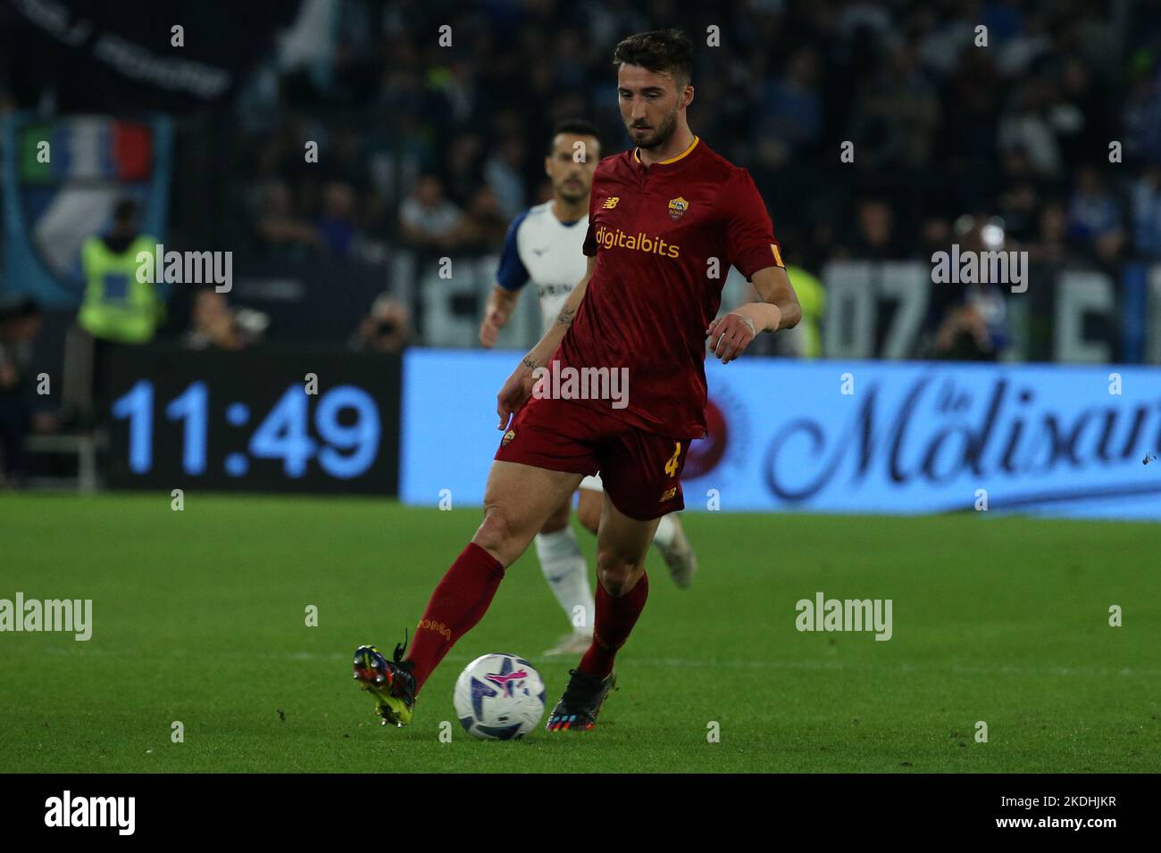 Roma, Italia. 6th Nov 2022. Bryan Cristante (Roma) in azione durante la Serie Una partita tra AS Roma e SS Lazio allo Stadio Olimpico il 06 2022 novembre a Roma. (Credit Image: © Giuseppe fama/Pacific Press via ZUMA Press Wire) Foto Stock
