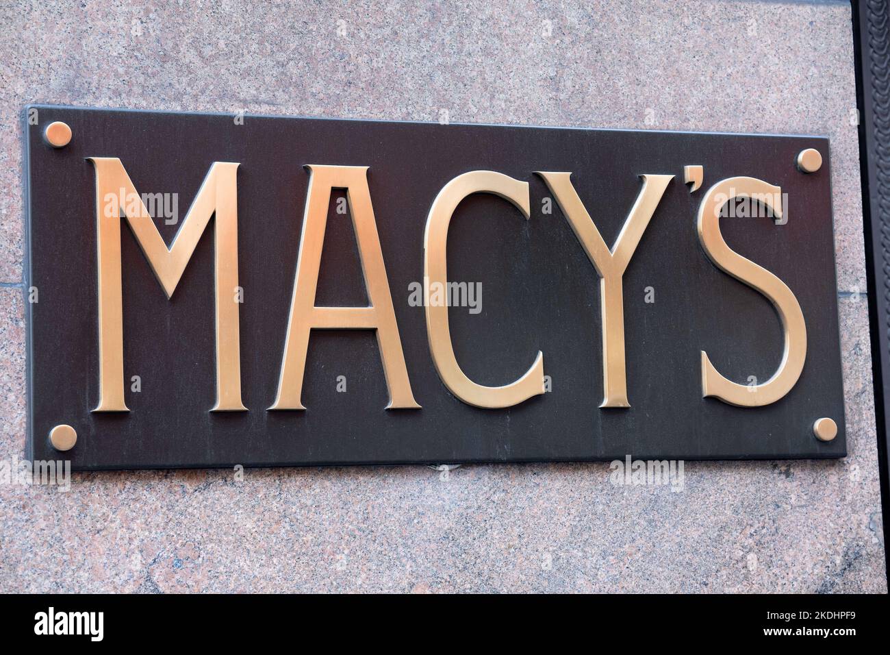 Un segno di negozio di MACY’S, il 5 novembre 2022 a New York City, USA. Foto di David Niviere/ABACAPRESS.COM Foto Stock