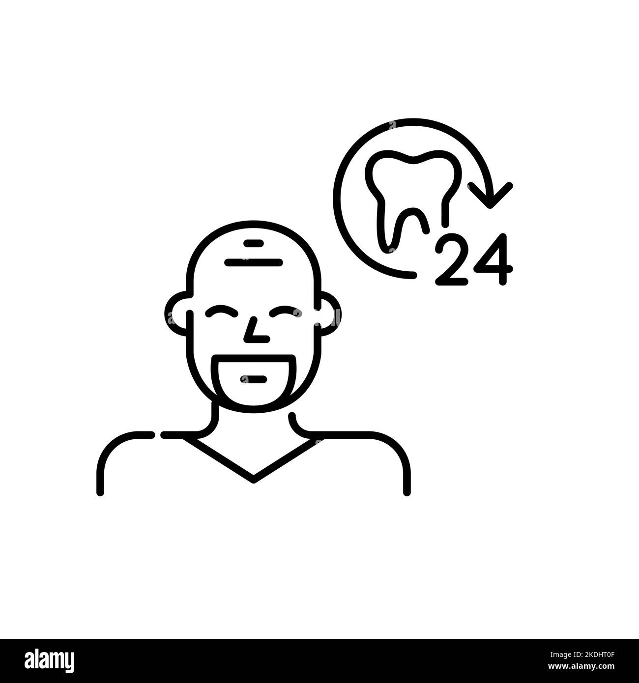 Terapista dentale che lavora presso un centro medico aperto 24 ore su 24. Pixel Perfect, icona del tratto modificabile Illustrazione Vettoriale