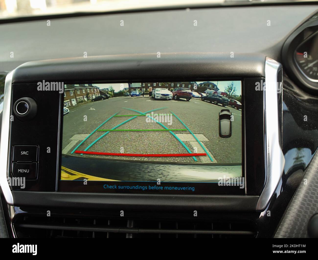 Display della telecamera di retromarcia su Peugeot 208 Foto Stock