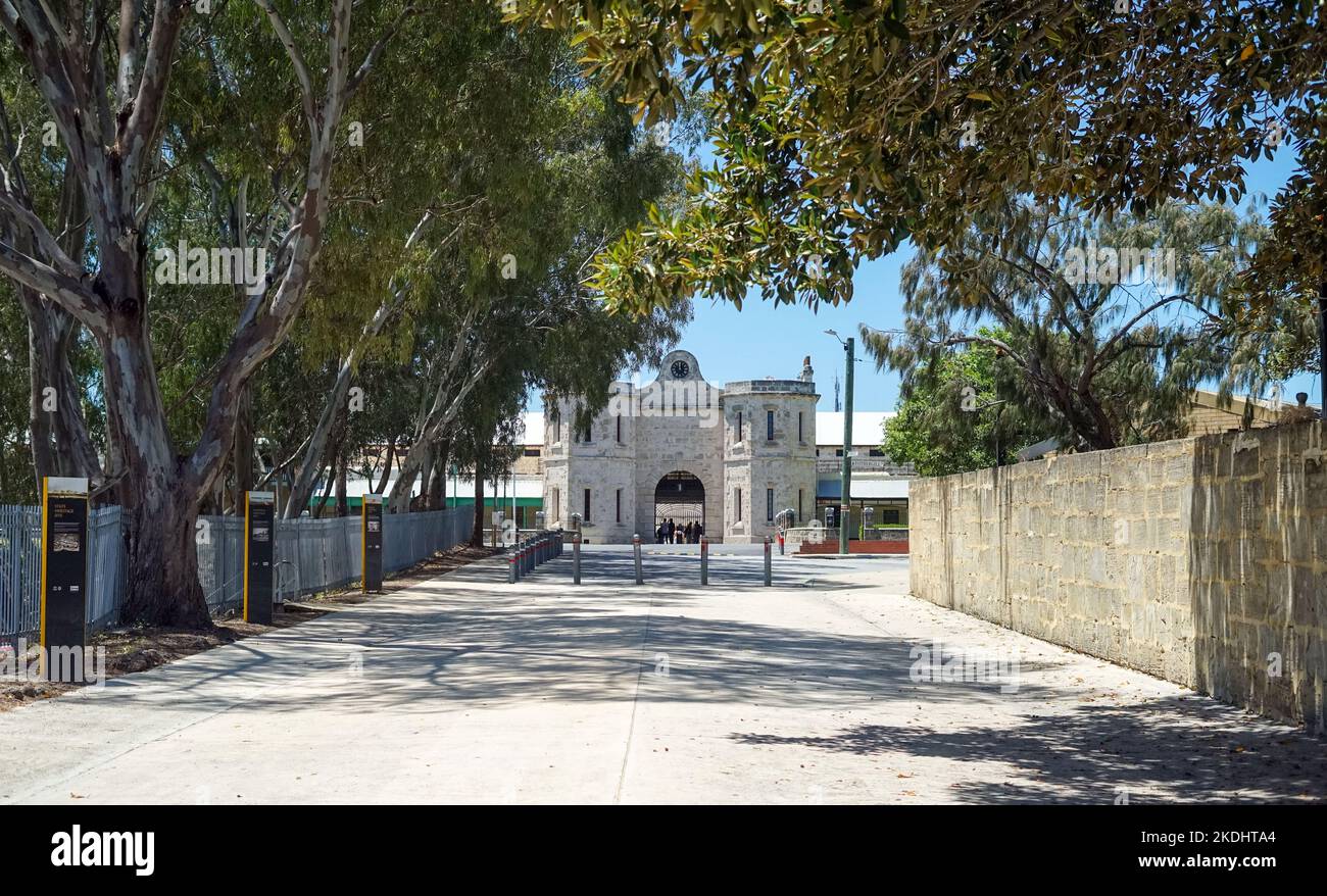 Vista della Fremantle Prison situato vicino a Perth in Australia occidentale, ora un museo memoriale e un sito Patrimonio Mondiale dell'UNESCO Foto Stock