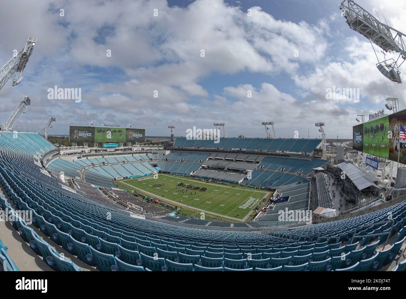 Sabato 6 novembre 2022; Jacksonville, Florida USA; Una vista generale dello stadio prima di una partita della NFL tra i Jacksonville Jaguars e Las Vega Foto Stock