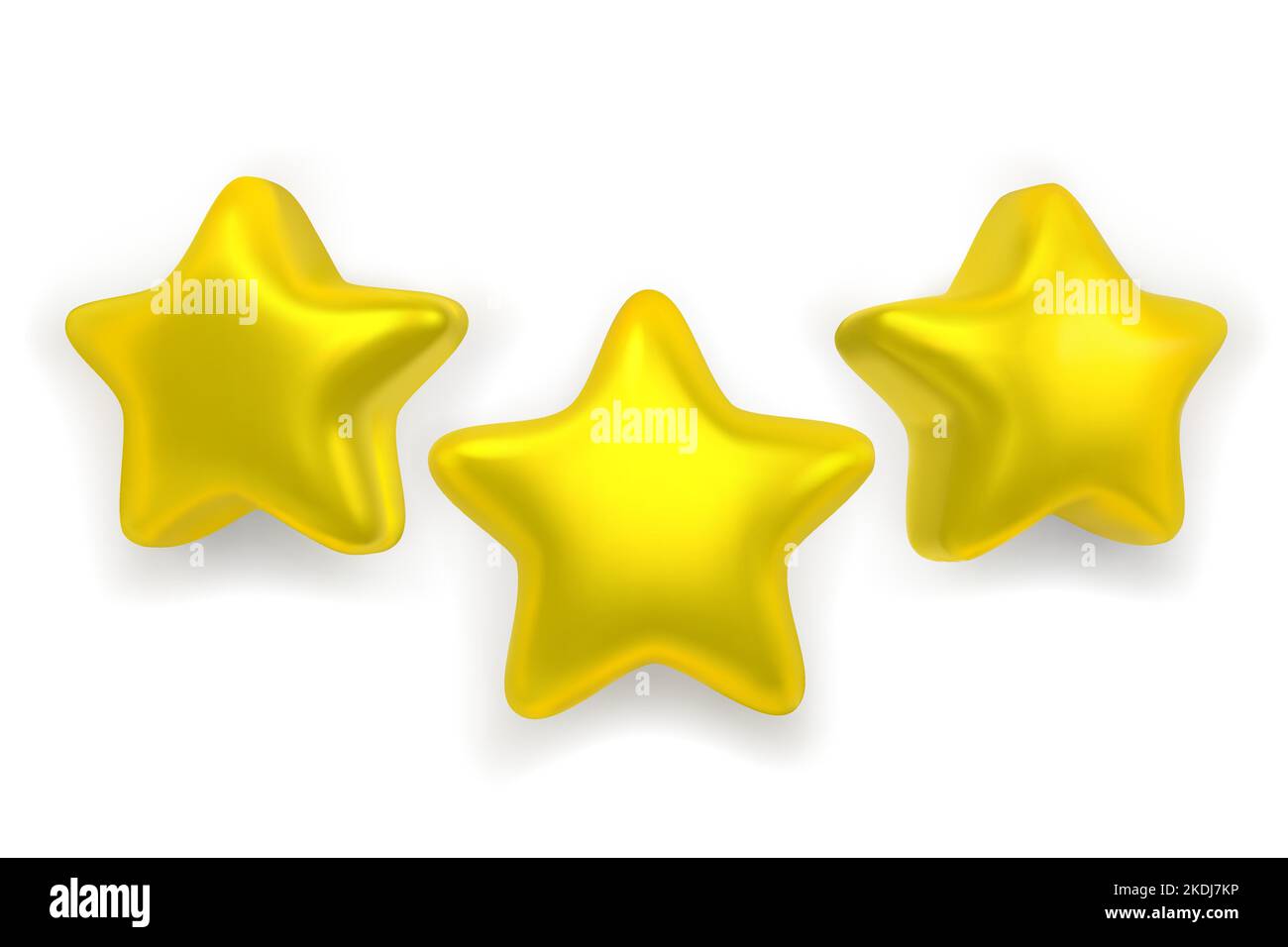 Tre stelle lucide realistiche isolate su sfondo bianco. Illustrazione Vettoriale