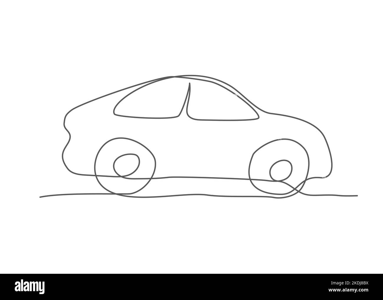Car una linea di disegno su sfondo bianco Illustrazione Vettoriale
