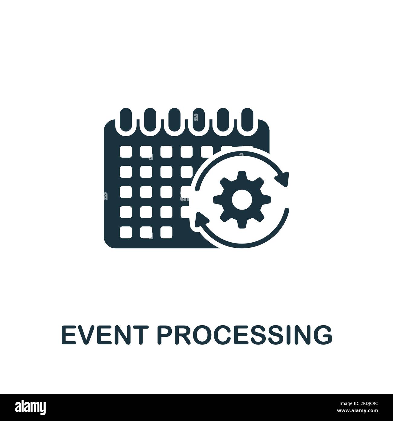 Icona di elaborazione degli eventi. Icona monocromatica Simple Business Intelligence per modelli, web design e infografiche Illustrazione Vettoriale