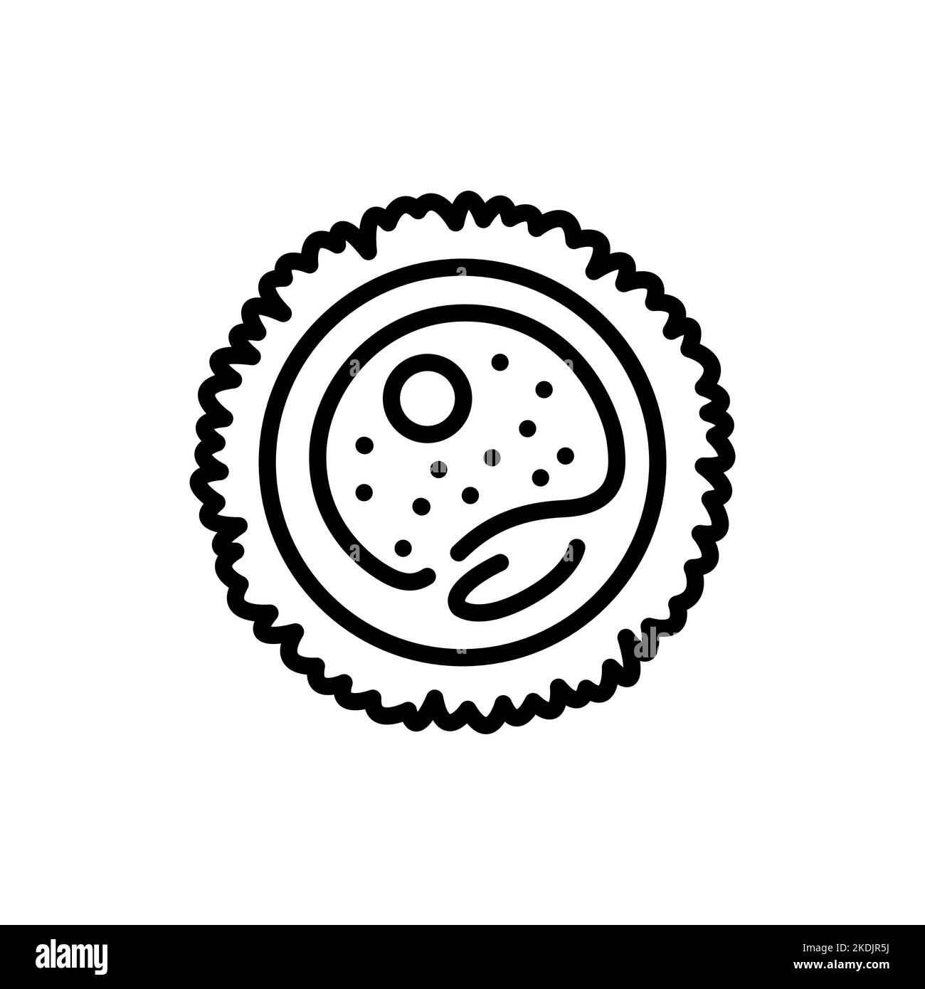 Icona della linea nera della cella uovo. Concimazione. Illustrazione Vettoriale