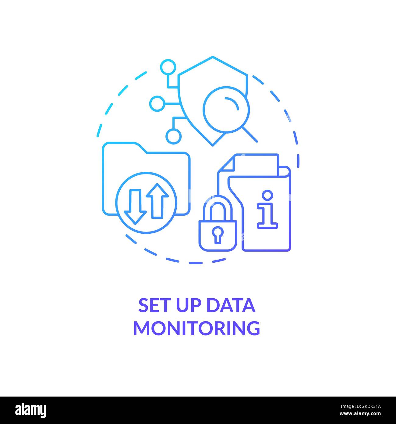 Impostare l'icona del concetto di gradiente blu per il monitoraggio dei dati Illustrazione Vettoriale
