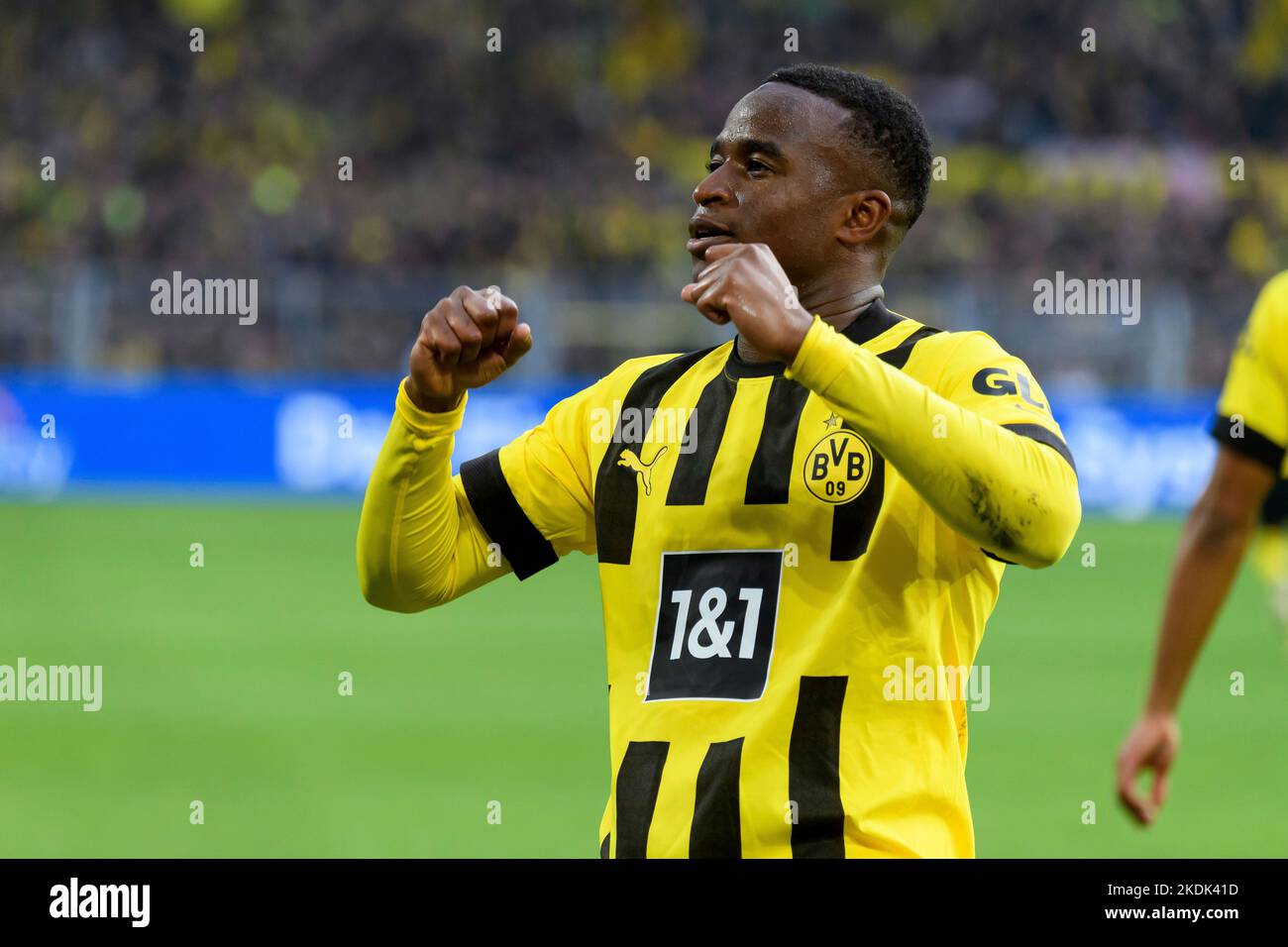 Goalschuetze Youssoufa MOUKOKO (DO) si fa piacere del suo obiettivo di 1:0 per Borussia Dortmund BO) 3: 0, il 5th novembre 2022 a Dortmund / Germania. Foto Stock