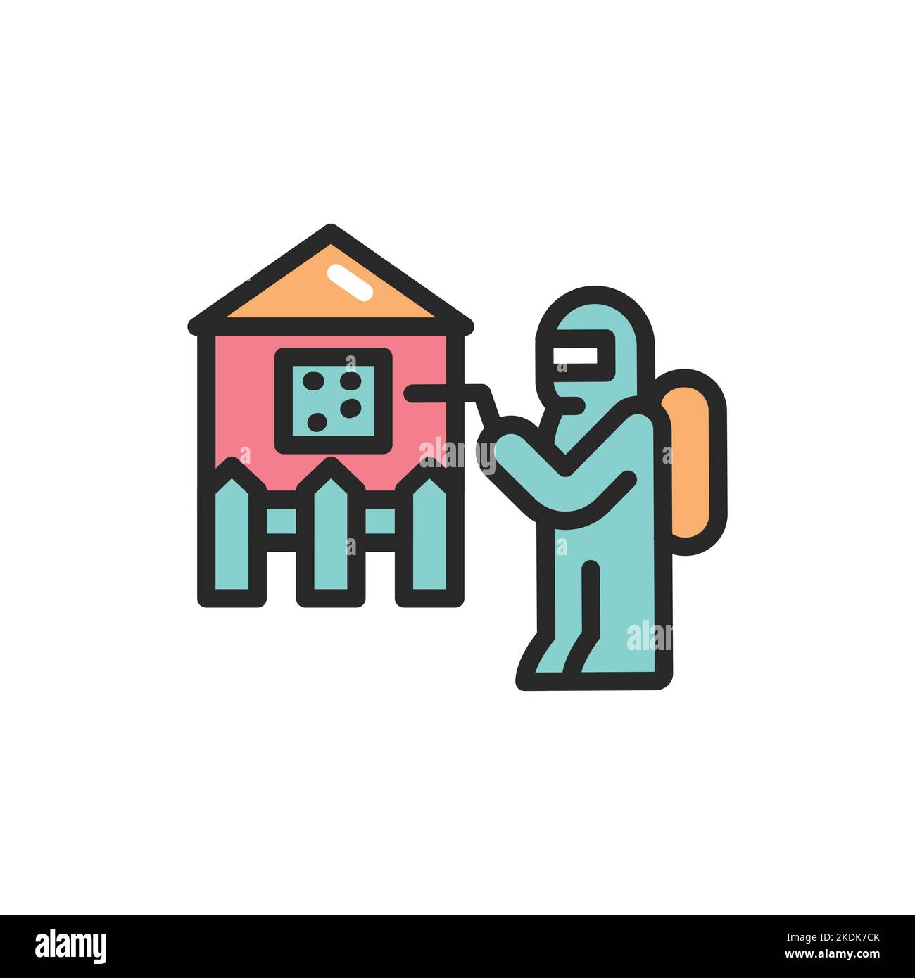 Icona della linea di colori per la disinfezione della casa. Elemento vettoriale isolato. Illustrazione Vettoriale
