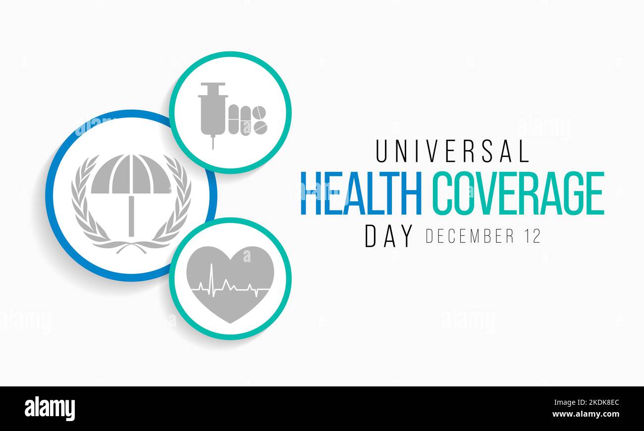 Il giorno della copertura sanitaria universale (UHC) viene osservato ogni anno il 12 dicembre, Illustrazione Vettoriale