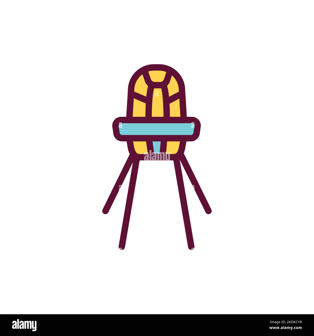 Icona della linea di colore del tavolo per l'allattamento. Elemento vettoriale isolato. Illustrazione Vettoriale