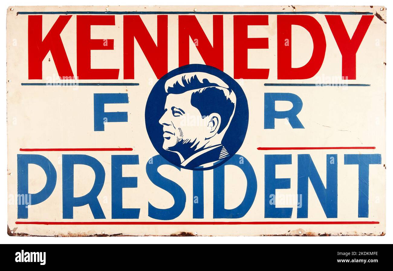 John F. Kennedy - Metal 1960 - Firma della sede centrale Foto Stock