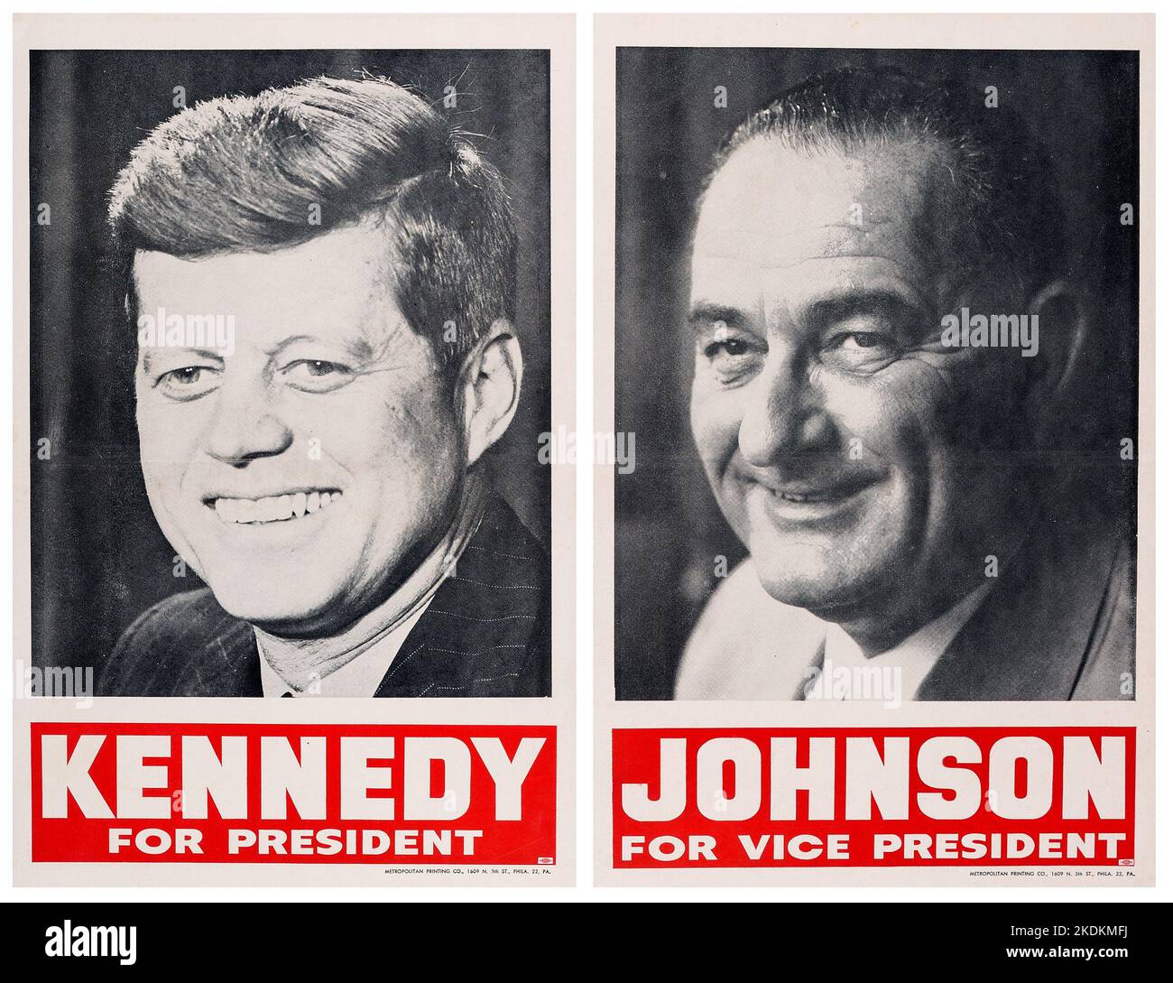 John F. Kennedy & Lyndon B. Johnson - 1960 manifesti di campagna di cartone Foto Stock
