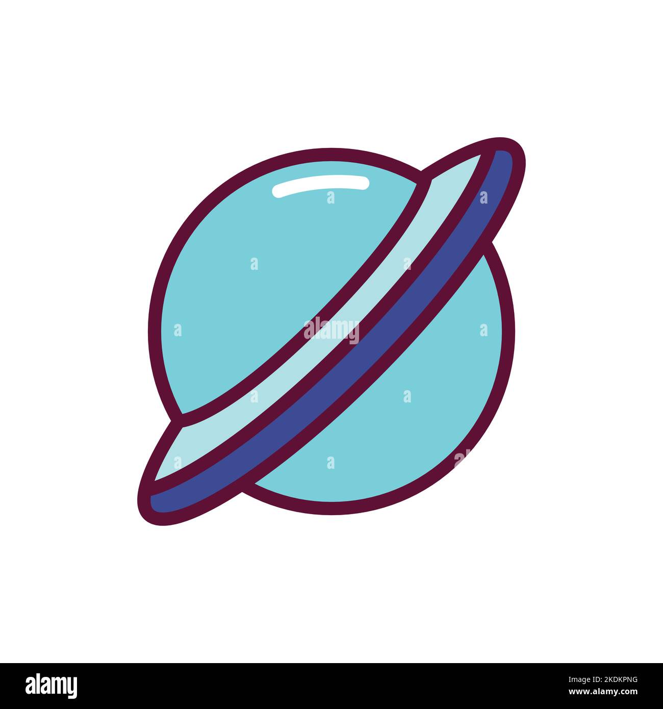 Icona della linea di colore del pianeta Urano. Pittogramma per pagina web, app mobile, promo. Illustrazione Vettoriale