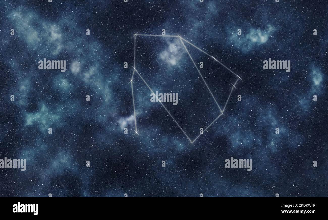 Ostiuchus Star Constellation, Night Sky, Constellation Lines Serpentarius, Serpent bearer Foto Stock