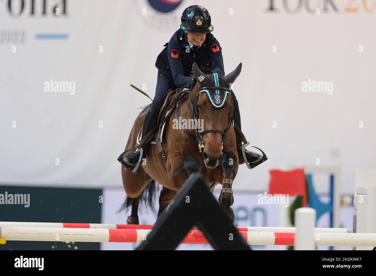 124th edizione di Fieracavalli, Verona, Italia, 05 novembre 2022, Giulia Martinengo Marquet Riding Scuderia 1918 facile e veloce 3 durante il 2022 Longines FEI Jumping World Cup - International Horse Riding Foto Stock