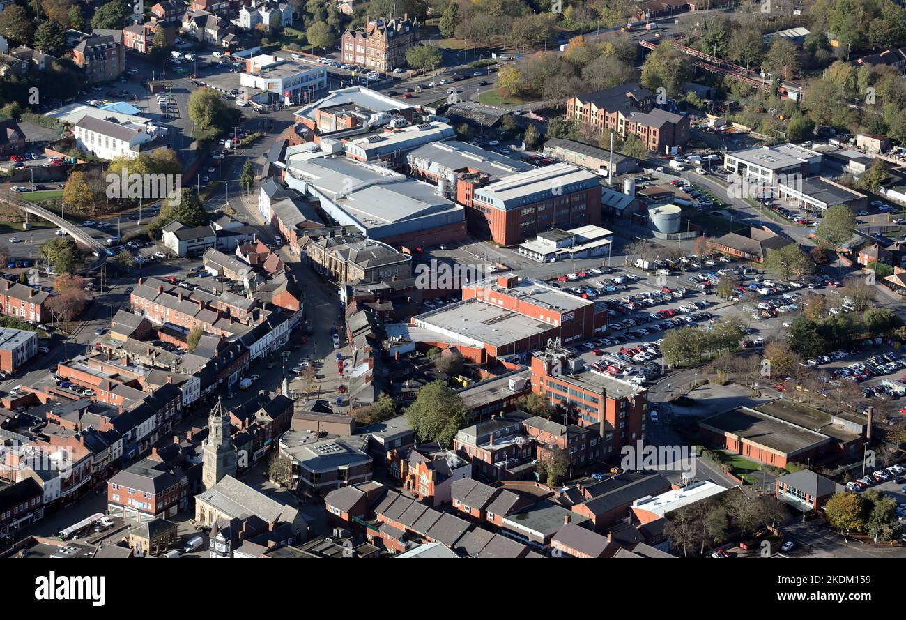 Vista aerea del centro di Pontefract, West Yorkshire Foto Stock