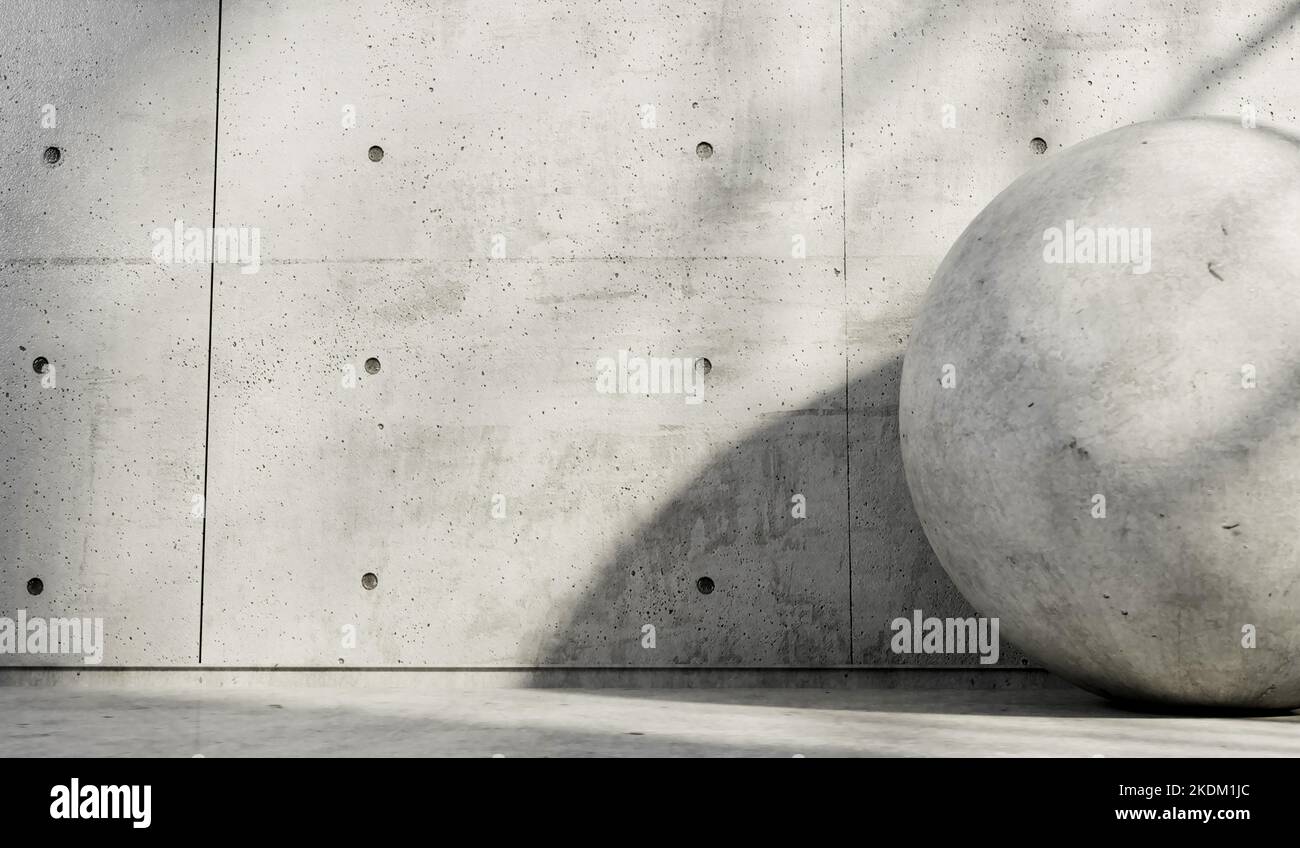 Astratto vuoto, moderno locale in cemento con luce solare da una finestra. Sfondo industriale per interni, rendering 3D Foto Stock