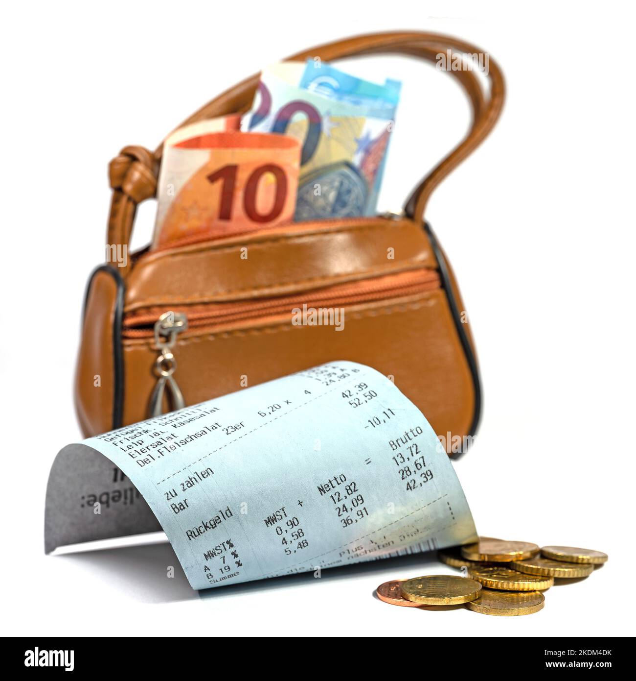 Borsa e ricevuta simbolica per l'acquisto Foto Stock