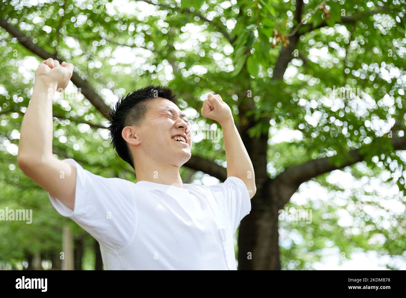 Giovane giapponese al parco cittadino Foto Stock