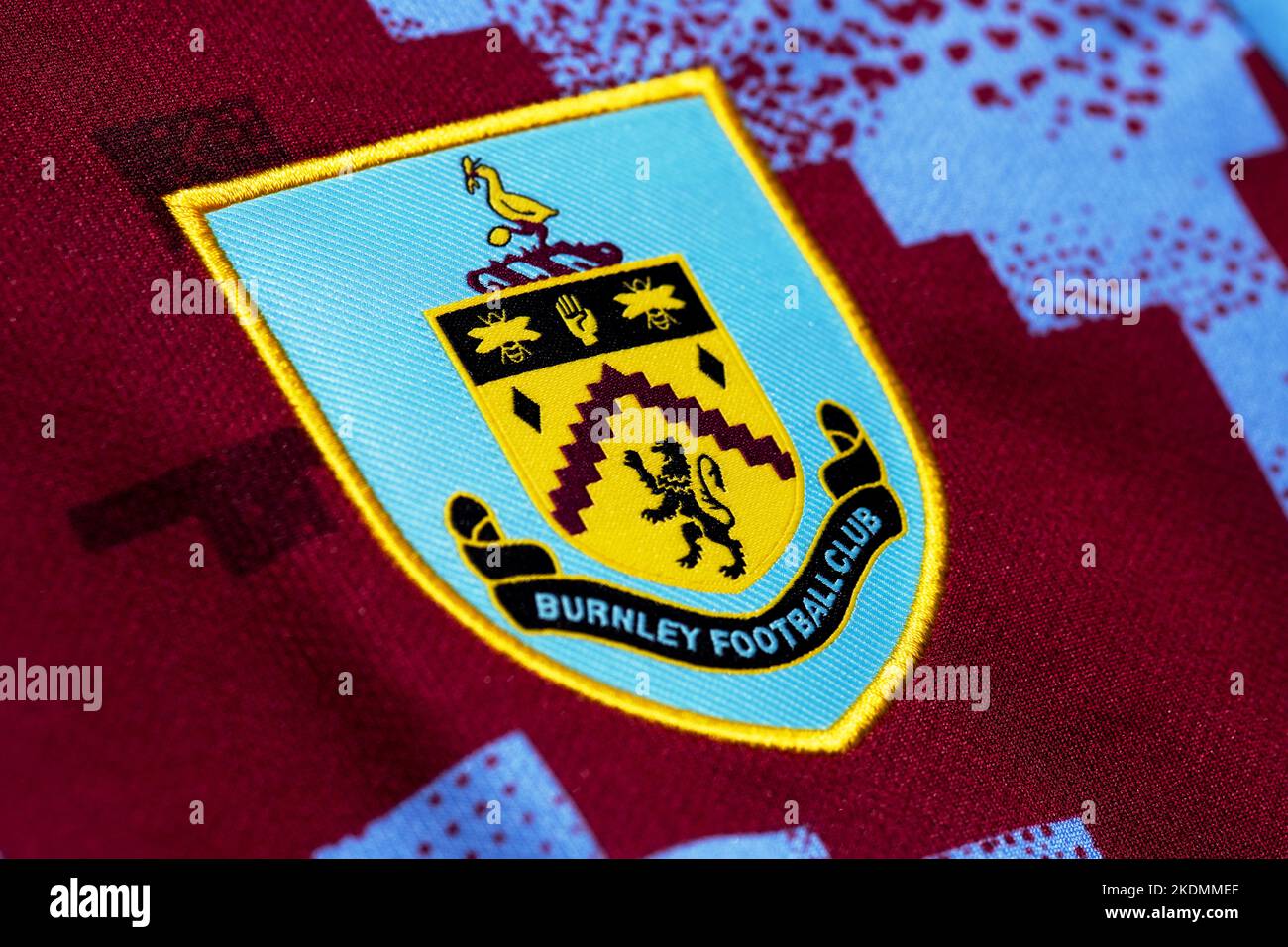 Primo piano della divisa Home FC Burnley. Foto Stock