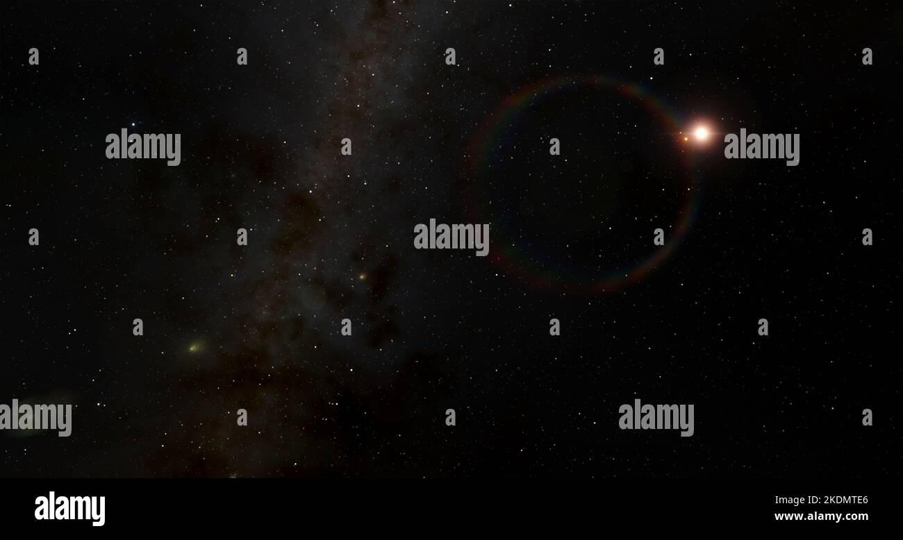 Star e la galassia della Via Lattea, sfondo dell'illustrazione dello spazio 3D, la carta da parati dell'universo Foto Stock