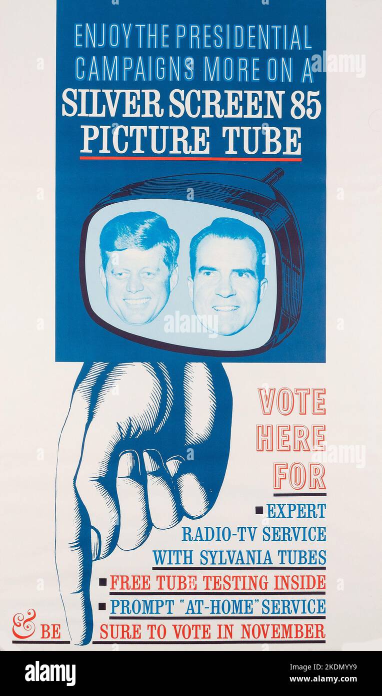 John F. Kennedy e Richard Nixon, 1960 - Poster di pubblicità di dibattiti Foto Stock