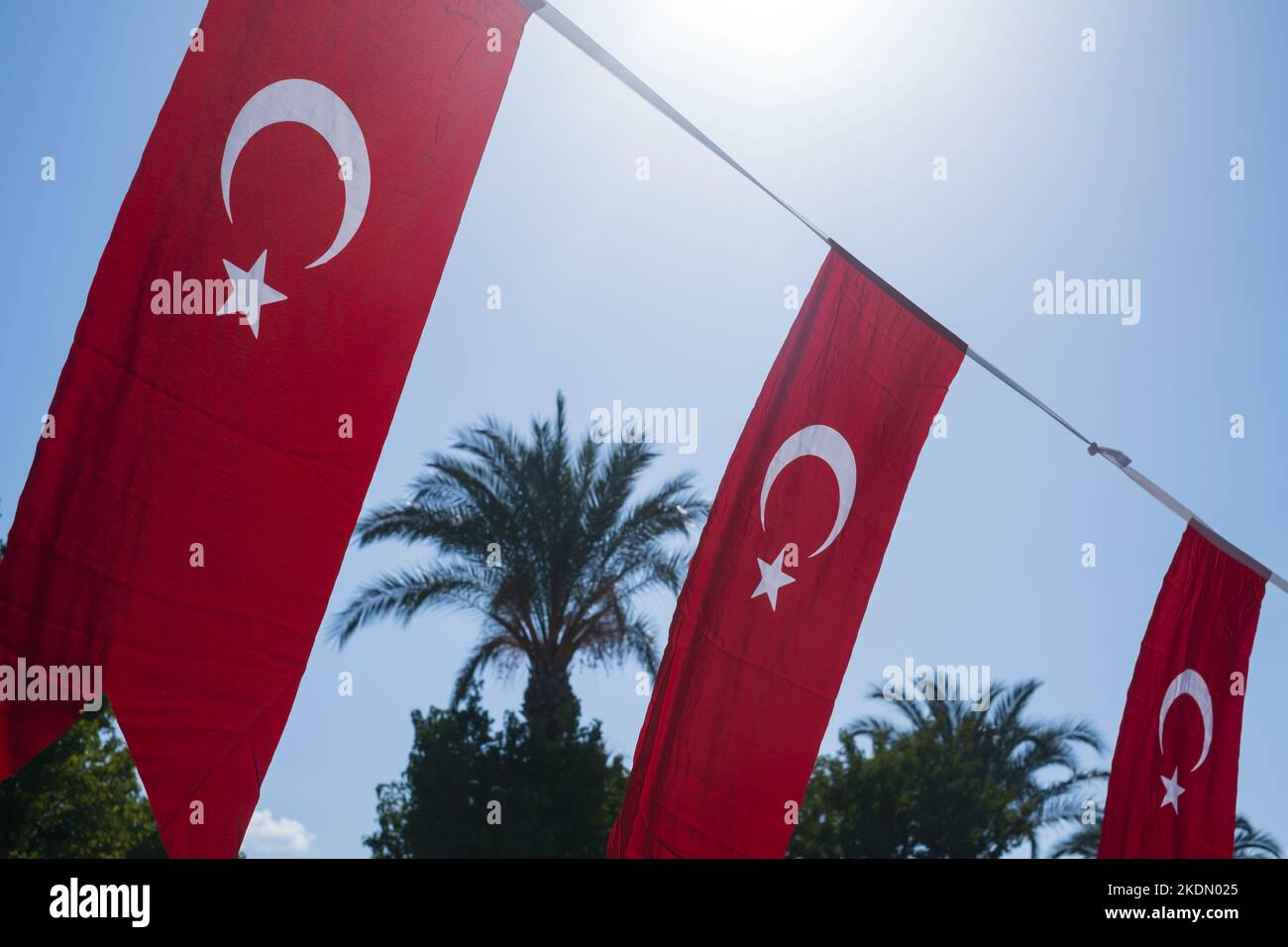 Bandiera della Turchia rossa. Decorazione durante il giorno della repubblica Foto Stock