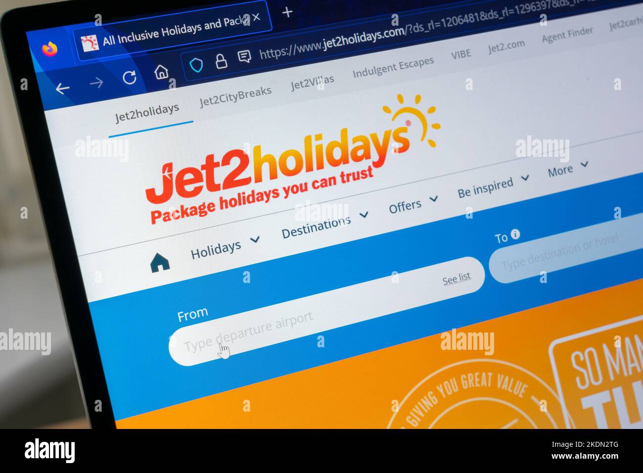 Jet2holidays è un fornitore britannico di pacchetti vacanza e tour operator Foto Stock