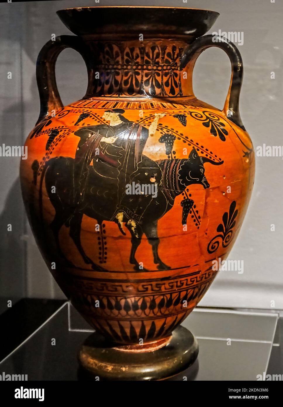 Un vaso etrusco in mostra al Museo di Storia Romana, Nimes Francia. Foto Stock