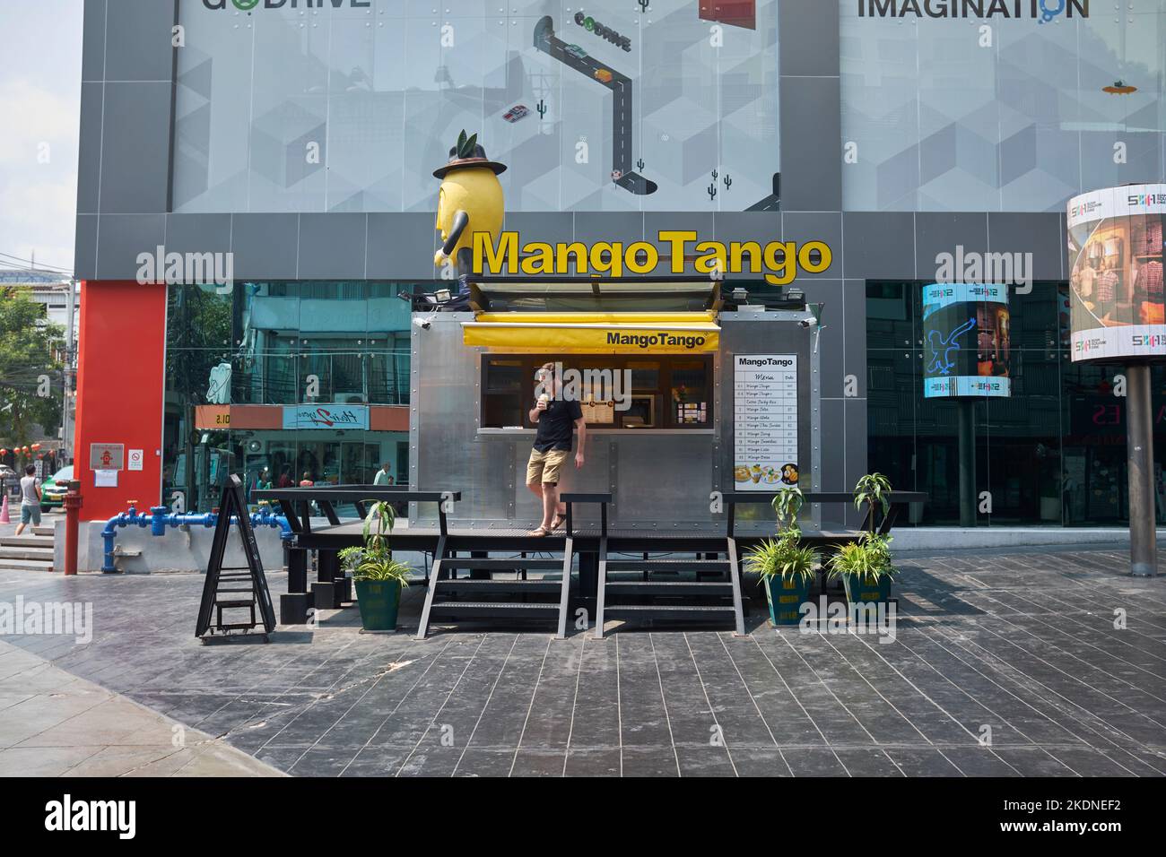 Mango Tango Fruit Stall Siam Square Bangkok Thailandia Foto Stock