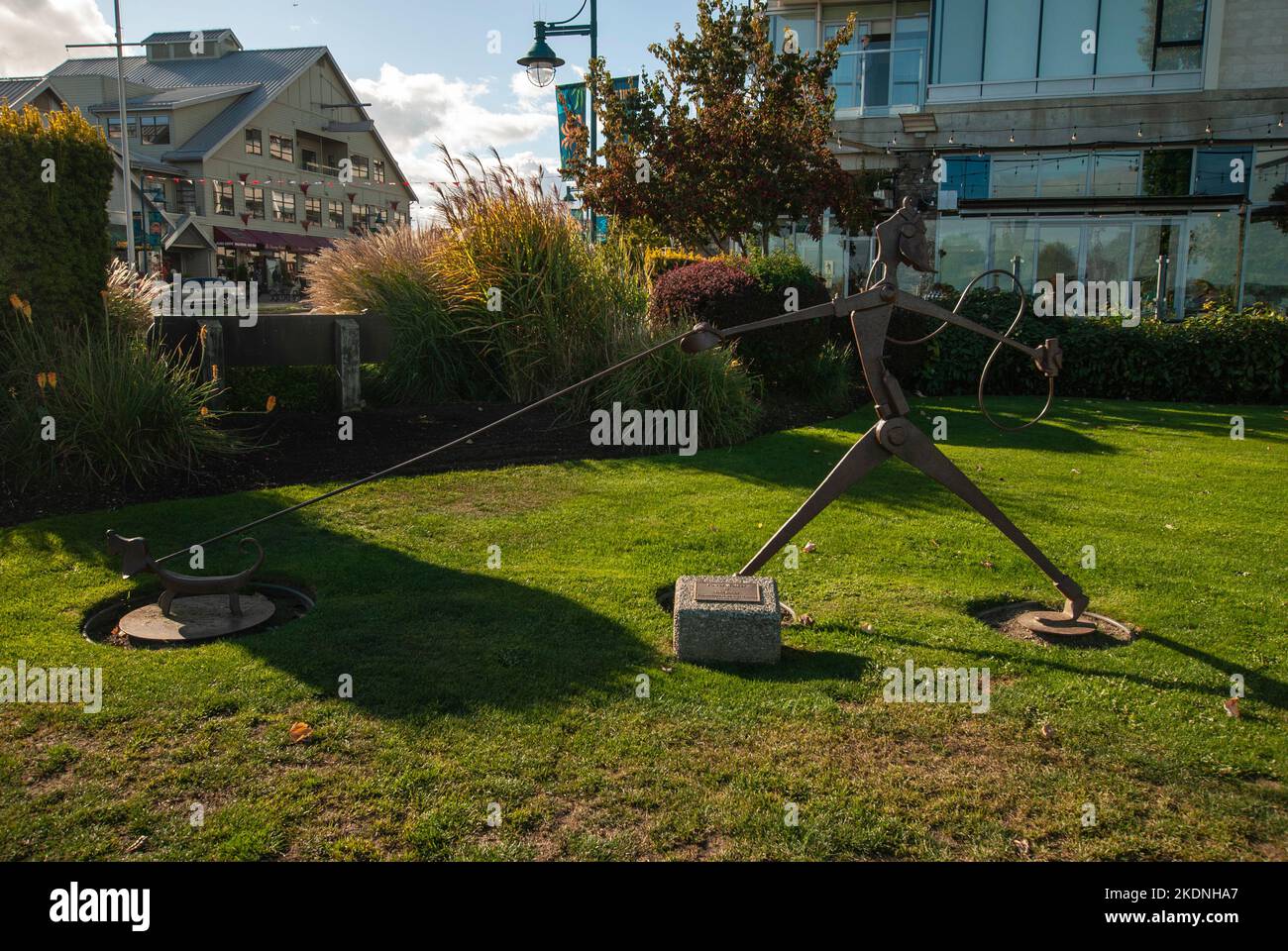 Scultura Power Walker a Sidney, British Columbia, Canada Foto Stock