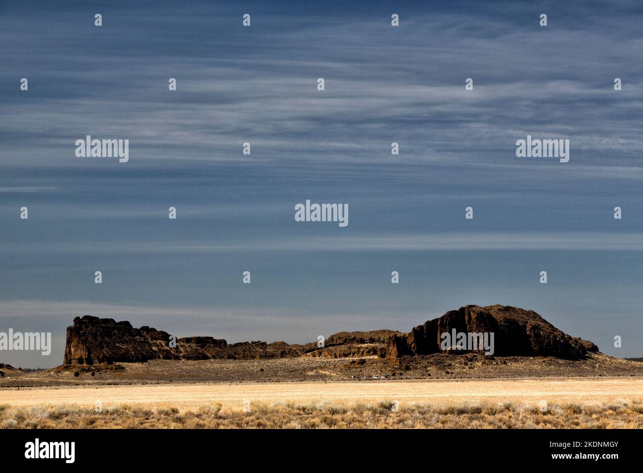 Vista su Fort Rock nell'Oregon High Desert Foto Stock