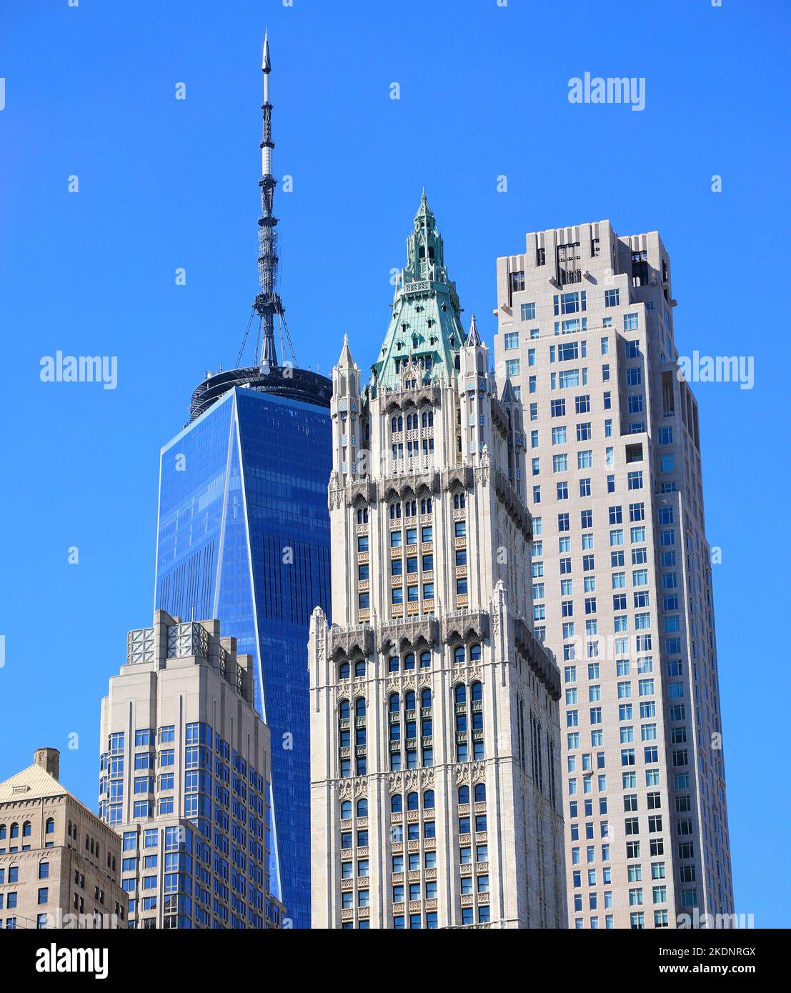 Dettaglio dello skyline di Lower Manhattan a New York City, USA Foto Stock
