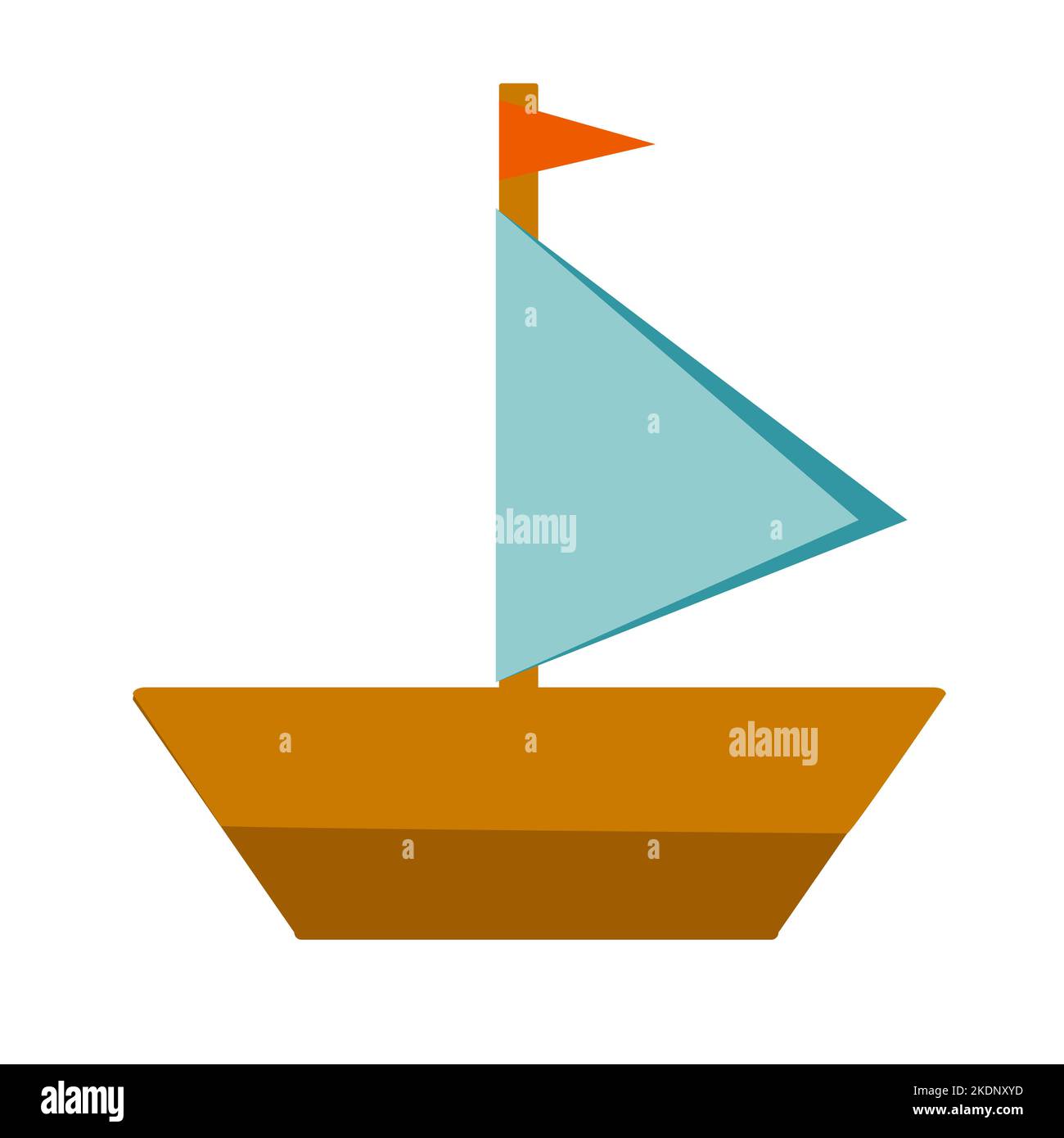 Piccola nave giocattolo. Semplice illustrazione vettoriale a colori. Decorazioni per la camera dei bambini Illustrazione Vettoriale